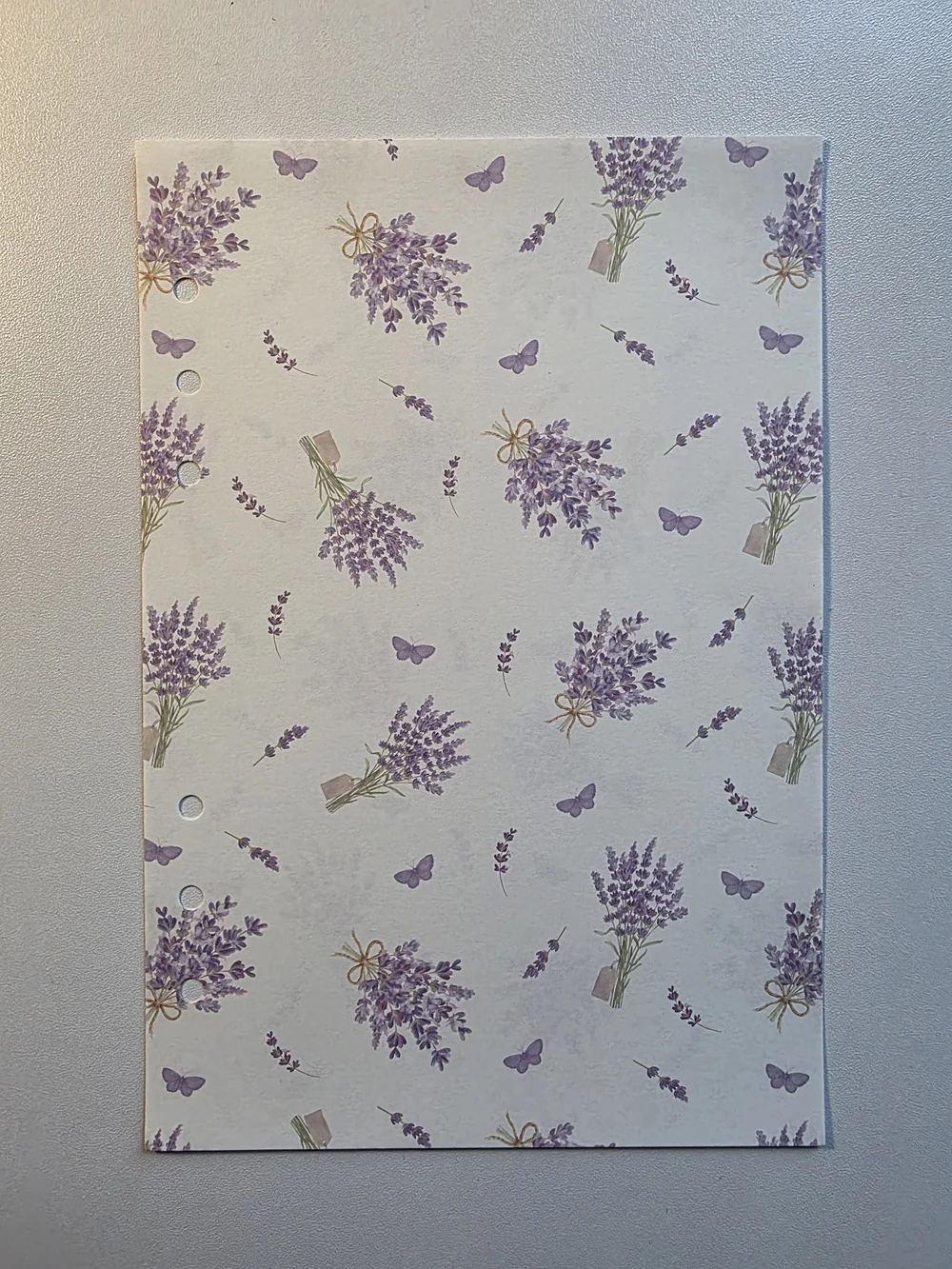 A5 Lavender Floral Lined Note Paper Set - Purple